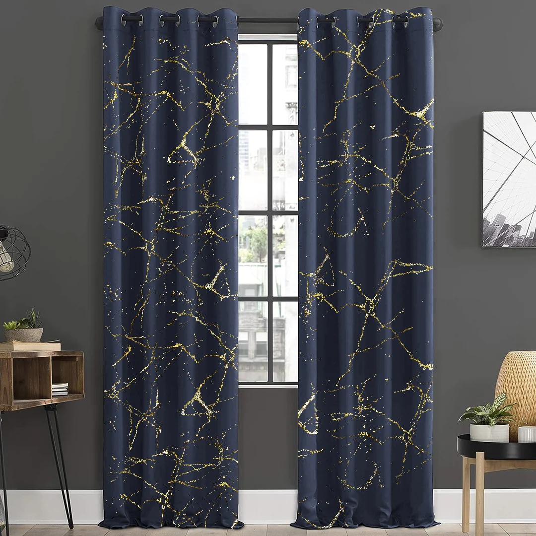 Imported leather curtains Sprinkle Design blue