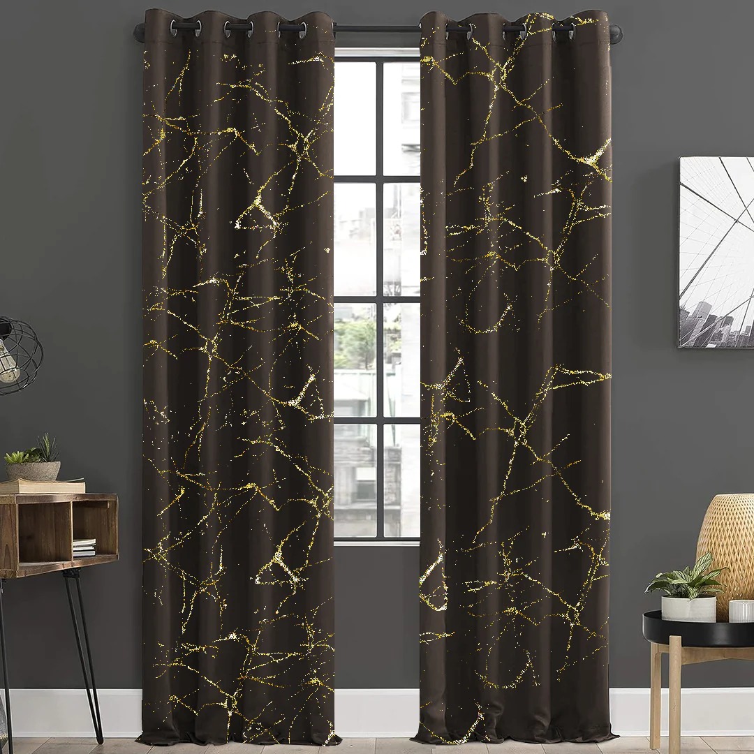 Imported leather curtains Sprinkle Design brown