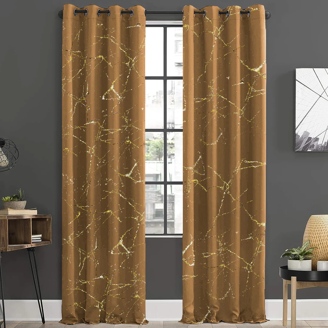 Imported leather curtains Sprinkle Design golden