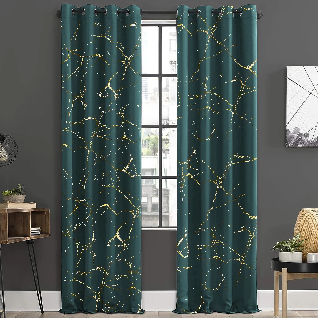 Imported leather curtains Sprinkle Design green