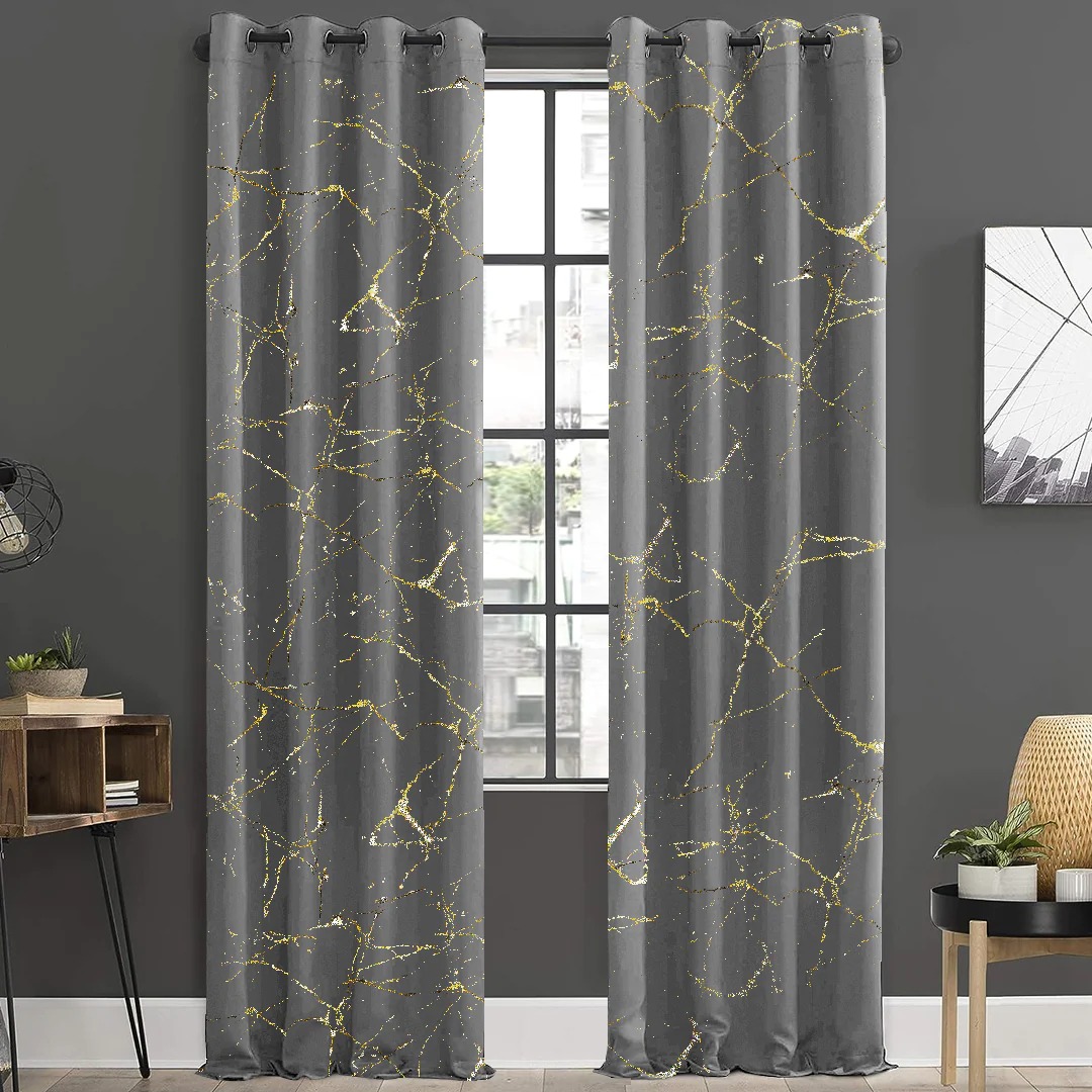 Imported leather curtains Sprinkle Design grey