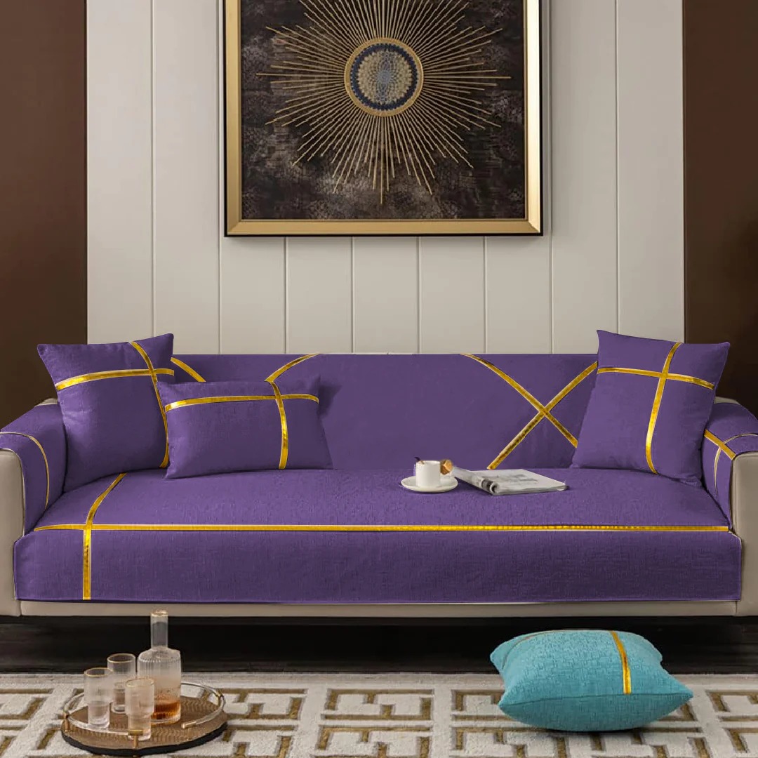 Velvet sofa runner purple