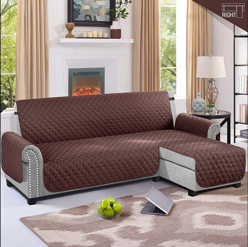 L-Shape Sofa Covers Brown