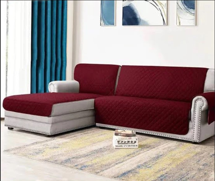 L-Shape Sofa Covers Maroon