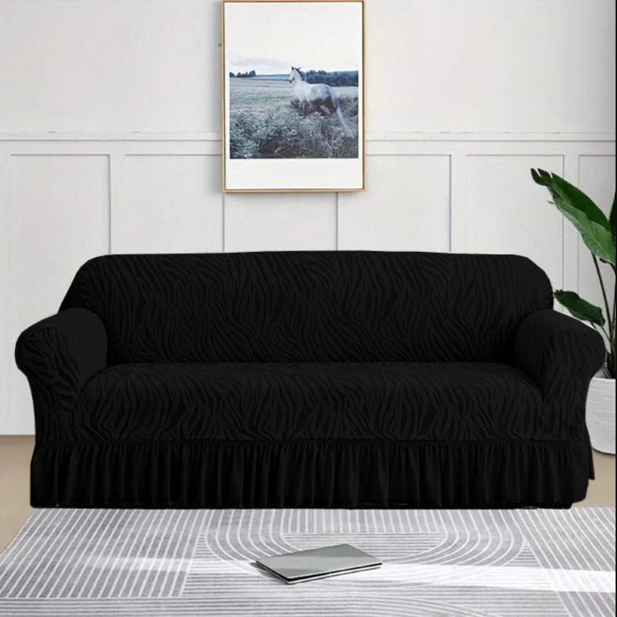 Zebra Velvet Turkish Sofa Cover-black