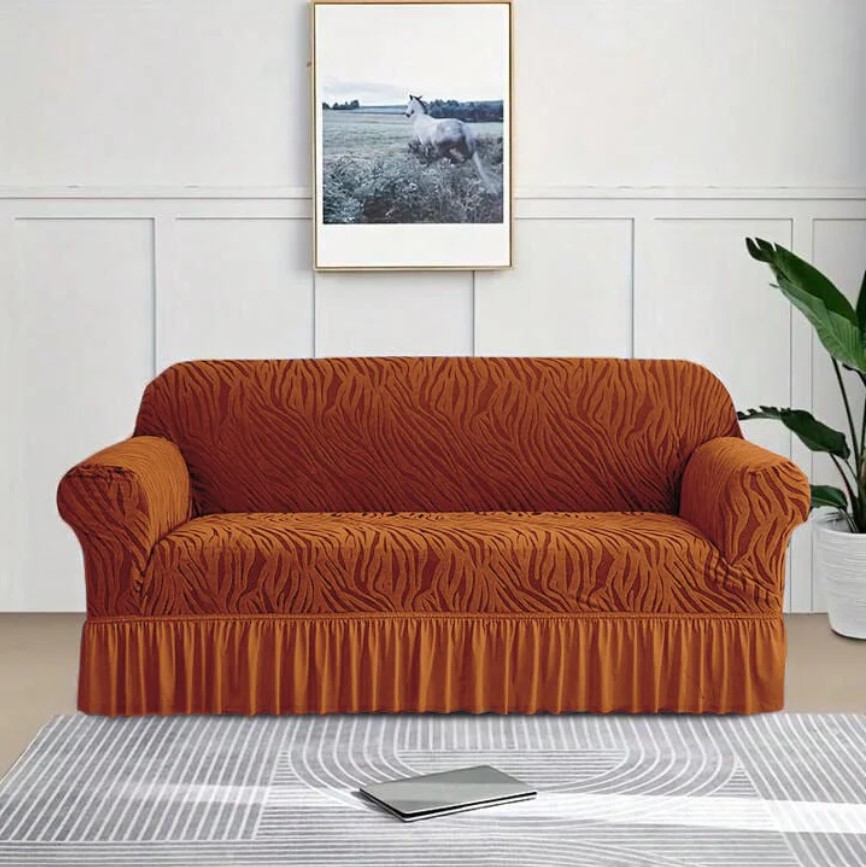 Zebra Velvet Turkish Sofa Cover-copper