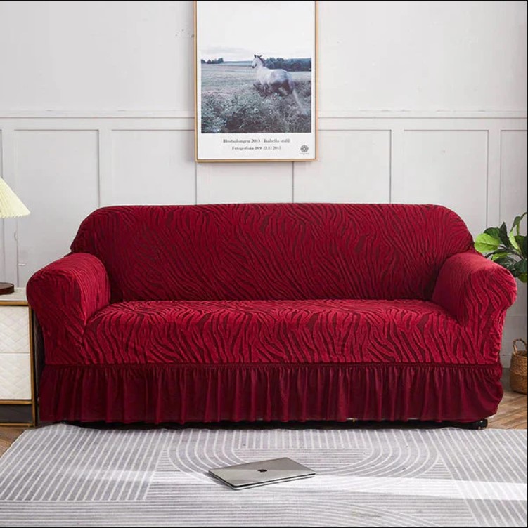 Zebra Velvet Turkish Sofa Cover-maroon